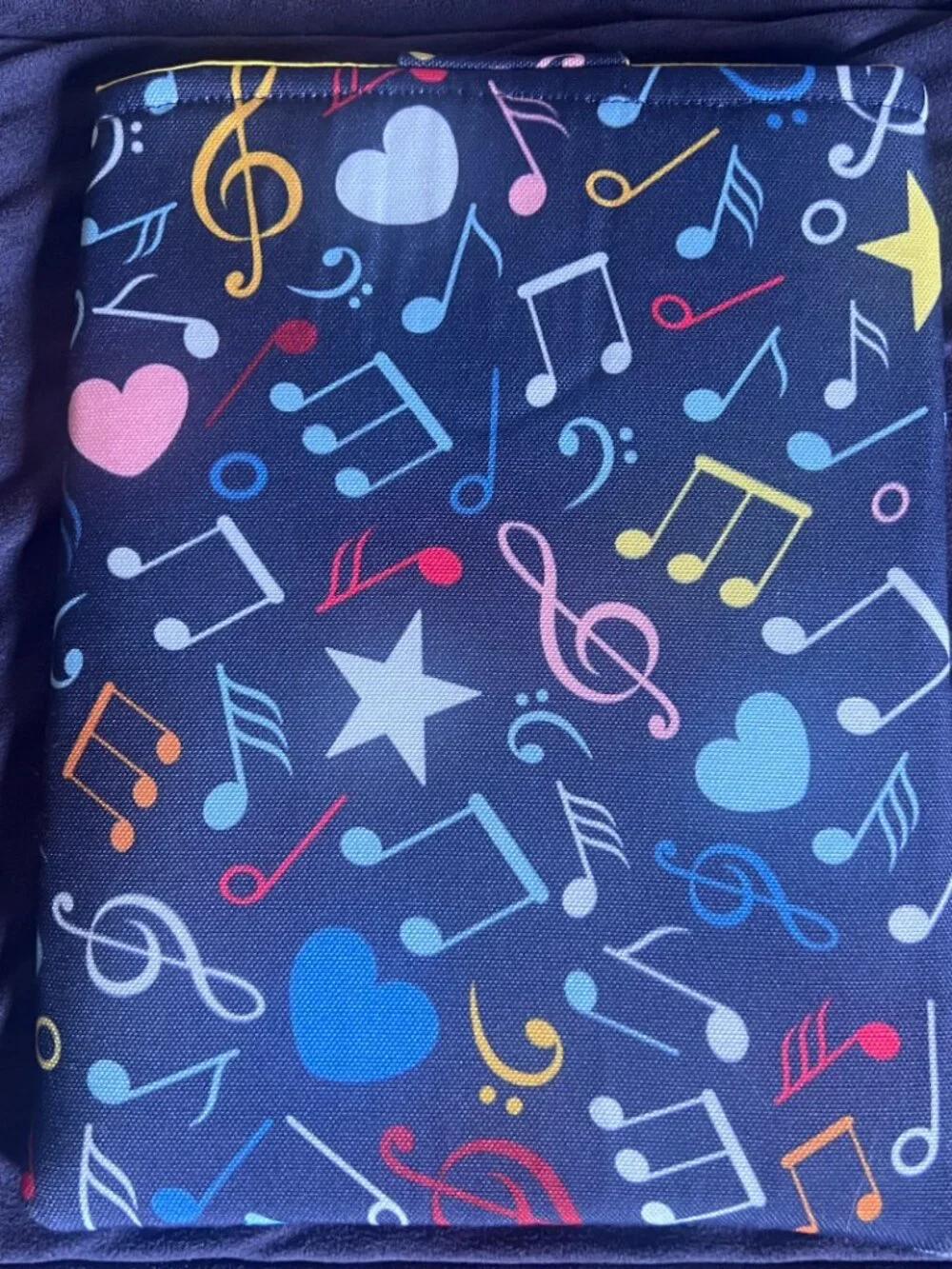 NWOT Music Note Small Book Sleeve, Corner Bookmark, Front Pocket